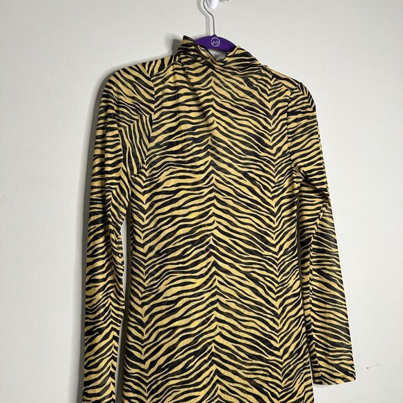 Simon Miller Zesty Yellow Black Zebra Stripe Mesh Maxi Dress Women's Size Small - Picture 7 of 9